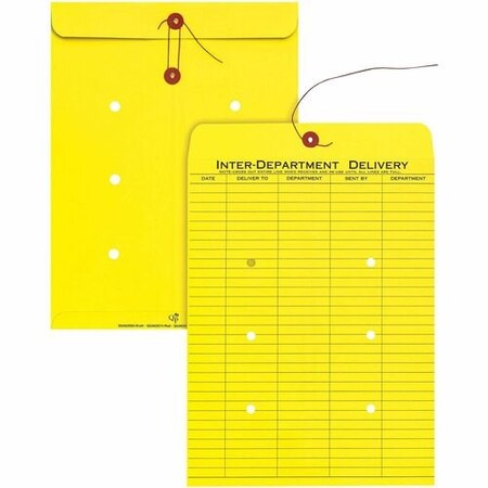 Quality Park COLORED PAPER STRING & BUTTON INTEROFFICE ENVELOPE, #97, ONE-SIDED FIVE-COLUMN FORMAT, 10X13, YEL, 100PK QUA63576